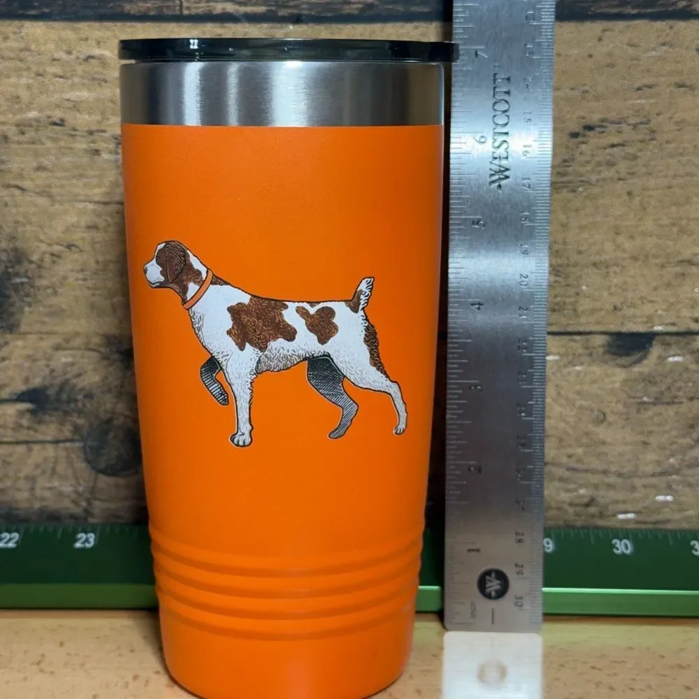 Orange Dog Tumbler with Silver Lid